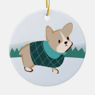 Corgijulprydnad Julgransprydnad Keramik