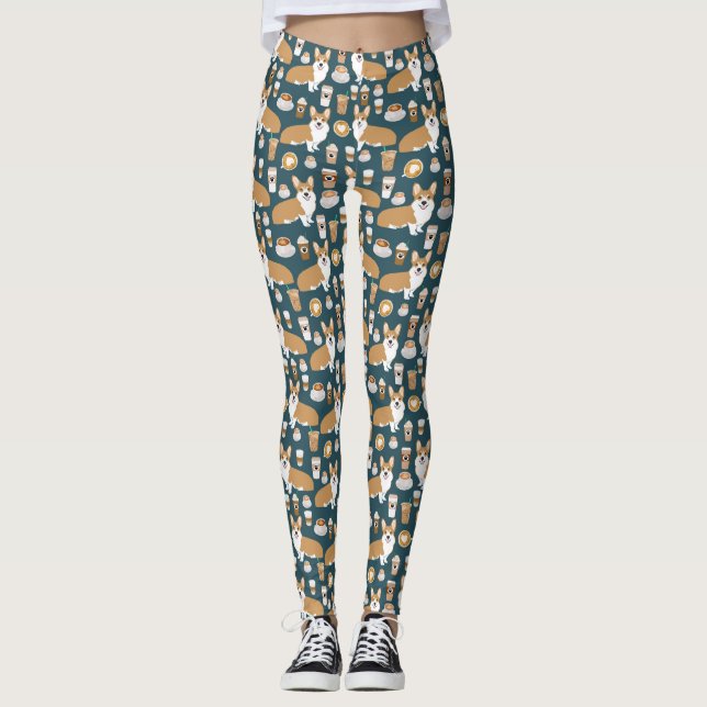 Corgikaffe - damasker leggings (Framsida)