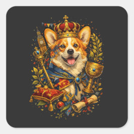 Corgikungen Fyrkantigt Klistermärke