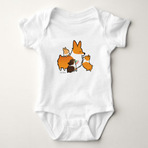 Corgimamma- och valpbabyskjorta t-shirt