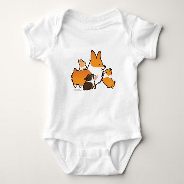 Corgimamma- och valpbabyskjorta t-shirt (Framsida)