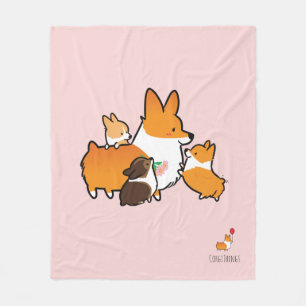 Corgimamma- och valpullfilt fleecefilt