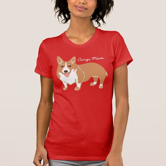 Corgimammakvinna röda T-tröja T Shirt (Framsida)