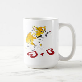Corgimugg för 2 hjärtor kaffemugg