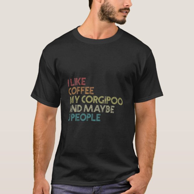 Corgipoo Hundägare Gift Coffee Älskare Funny Vinta T Shirt (Framsida)