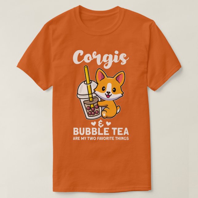 Corgis & Bubble tea Corgi Premium T Shirt (Design framsida)
