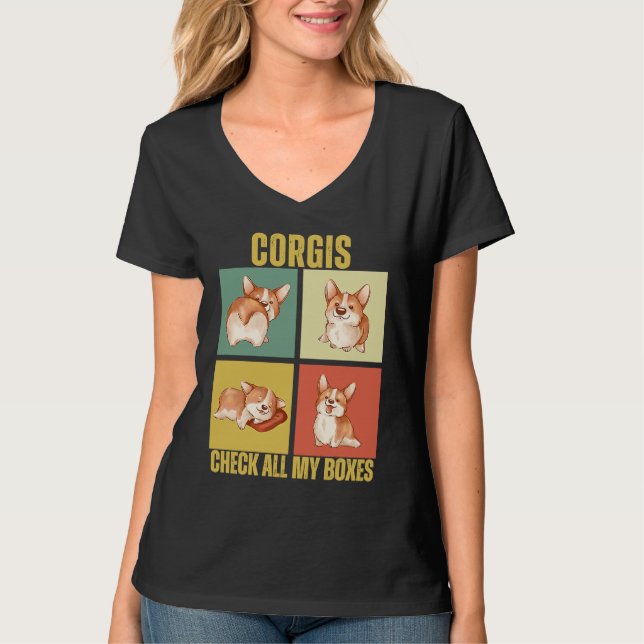 Corgis Check All My Boxes  Corgi T Shirt (Framsida)
