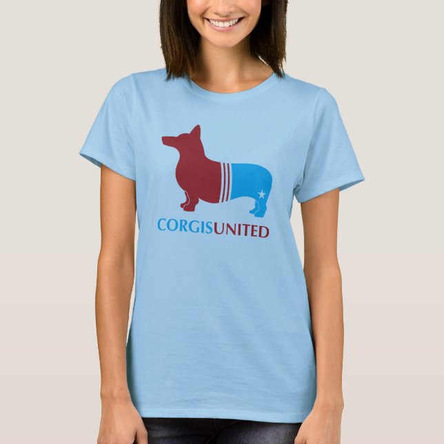 Corgis förenad dambaby - dockaT-tröja Tee (Framsida)
