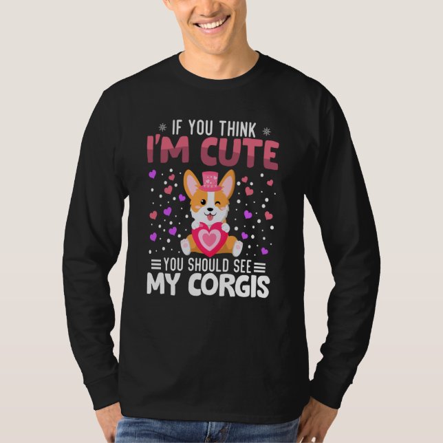 Corgis Heart Valentine's Day Animal For Womens Kid T Shirt (Framsida)