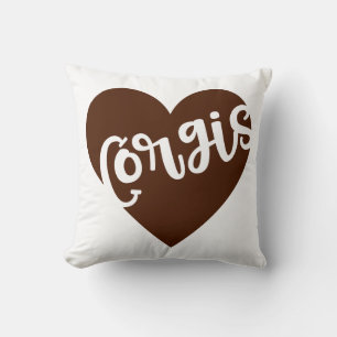 CORGIS - HJÄRTA MED TASS TYPOGRAFI KUDDE