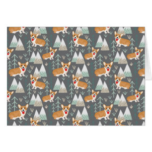 Corgis i bergen och Mönster Hälsningskort