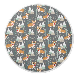 Corgis i bergen och Mönster Knopp