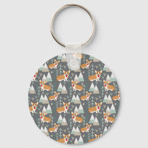 Corgis i bergen och Mönster Nyckelring