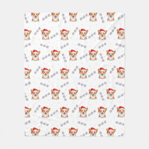 Corgis i Santa Hats jul Mönster Fleecefilt