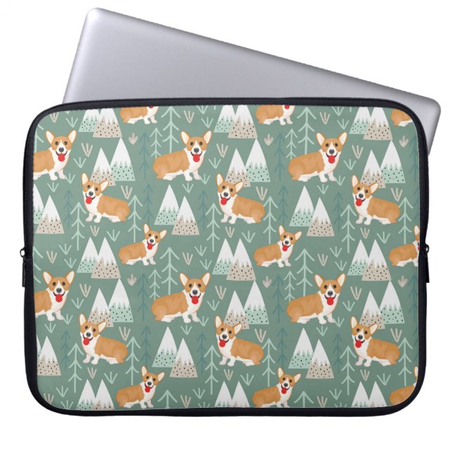 Corgis i skogarna Mönster i bergsområdena Laptop Fodral (Framsidan)