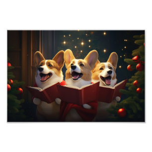 Corgis jul Caroling Festive Helgdag Fototryck