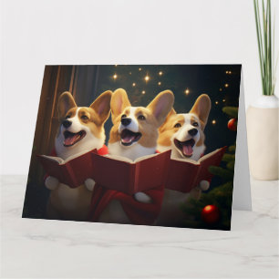 Corgis jul Caroling Festive Helgdag Kort