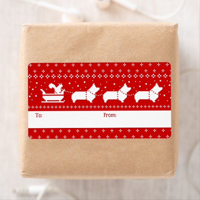 Corgis jul Sleigh Hundar Helgdag to Från Fraktsedel (Insitu)