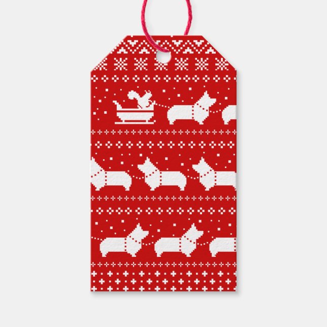 Corgis jul Sleigh Hundar Helgdag to Från Presentetikett (Framsidan)