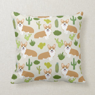 corgis och cactus dekorativ kudde - söt corgi-gåva