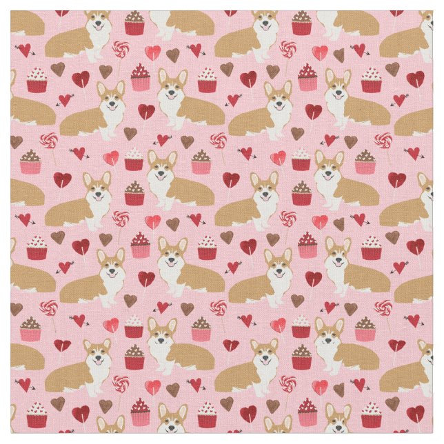 Corgivalentinestyg - rosa tyg (Närbild)
