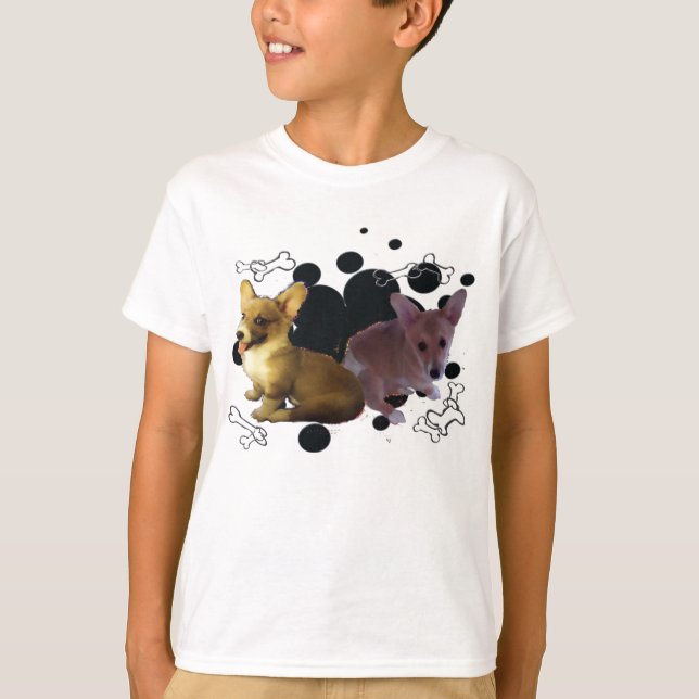 Corgivalper med svart pricker bakgrund - tee shirt (Framsida)