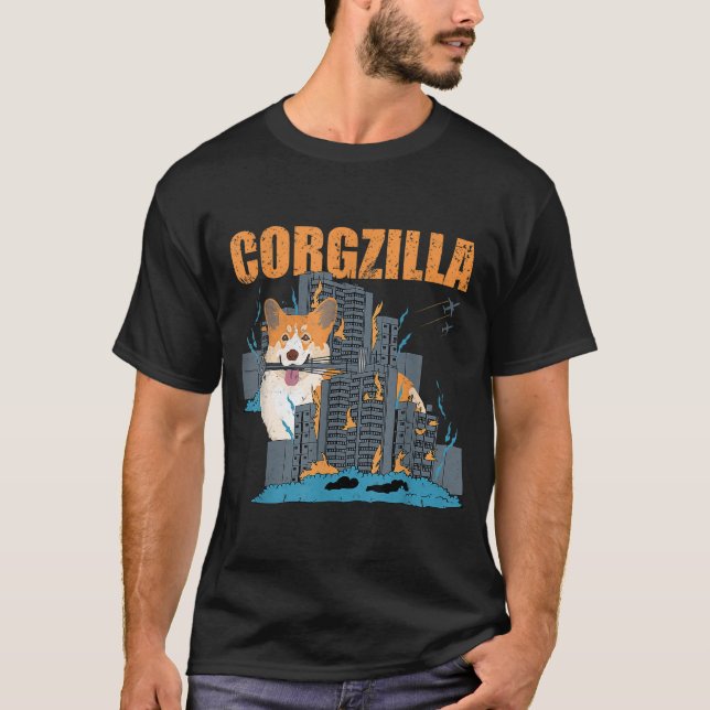 Corgzilla Funny Pembroke Welsh Corgi Pet Hund älsk T Shirt (Framsida)