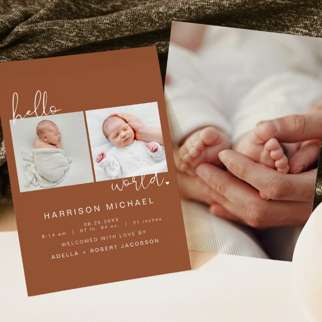 CORIANDER Boho Newborn Photo Announcement Inbjudningar (Skapare uppladdad)