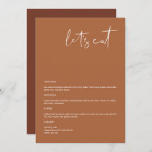 CORIANDER Boho Terracotta 5x7" Låt oss Eat Menu