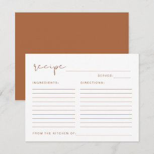 CORIANDER Boho Terracotta Burnt Orange Recept Card Tilläggskort