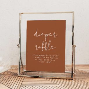 CORIANDER Boho Terracotta Diaper Raffle Game Sign Poster