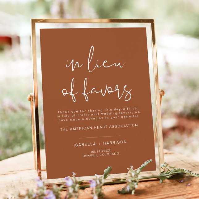 CORIANDER Boho Terracotta Lieu of Favors Bröllop Poster (Skapare uppladdad)