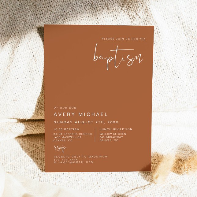 CORIANDER Boho Terracotta och Rost Öken Dop Inbjudningar (Skapare uppladdad)