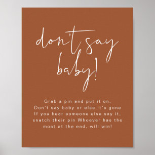 CORIANDER Boho Terracotta Säg inte att Baby skrive Poster