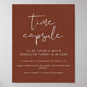 CORIANDER Rust Baby Shower Time Capsule-tecken Poster