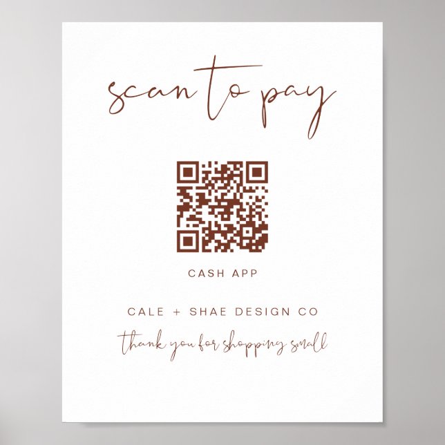 CORIANDER Rust Boho Small Business-betalningsskylt Poster (Framsidan)