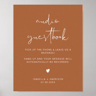 CORIANDER Terracotta Audio Guestbook Bröllop-tecke Poster