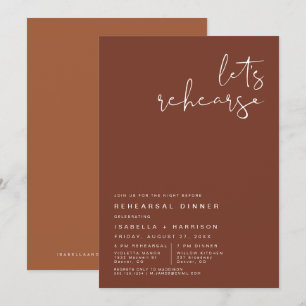 CORIANDER Terracotta och Rust Rehearsal Dinner Inbjudningar