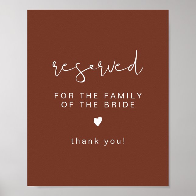 CORIANDER Terracotta Reserverat för Brides familj Poster (Framsidan)