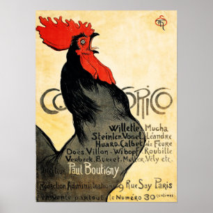 CORICO 1899 Cockerel Tupp Chicken av Steinlen Poster