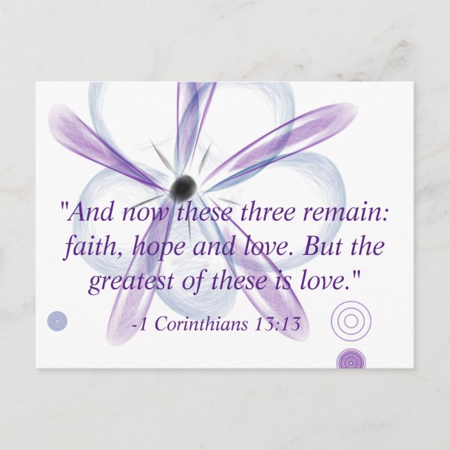 Corinthians Bible Verse Flower Art Postkort Vykort (Framsida)