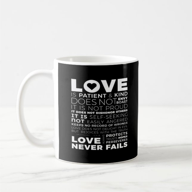 Corinthians Kärlek Är Tålamodig Och Snäll Önskar I Kaffemugg (Vänster)