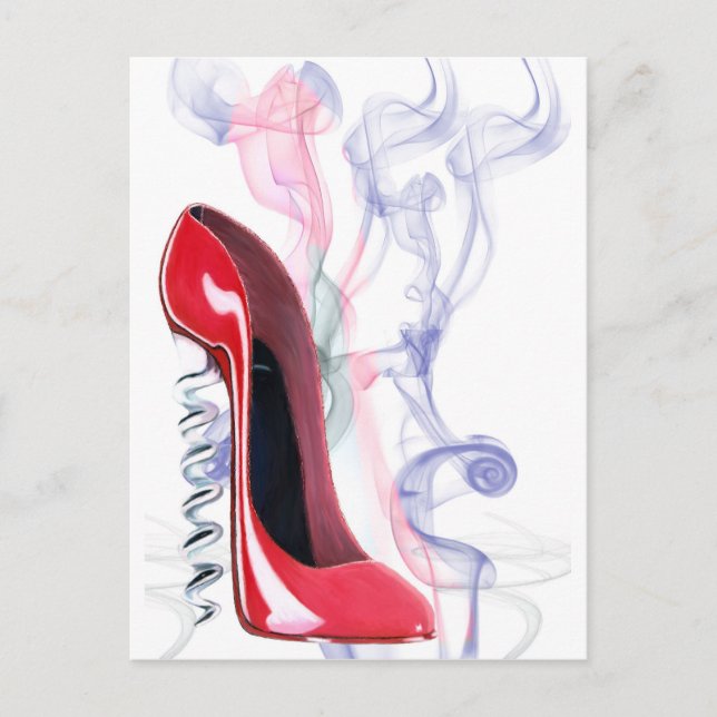 Corkskrude Red Stiletto Shoe Vykort (Framsida)