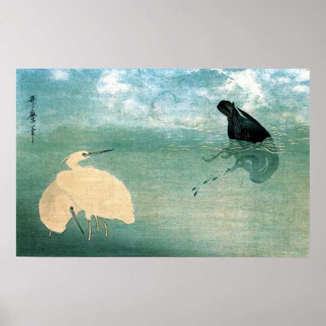 Cormorant and White Heron 1789 Poster (Framsidan)