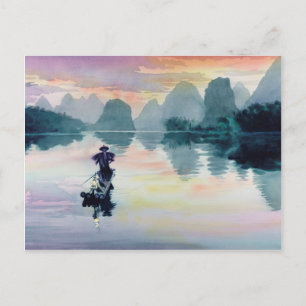 "Cormorant Fisherman" China Vattenfärg Vykort