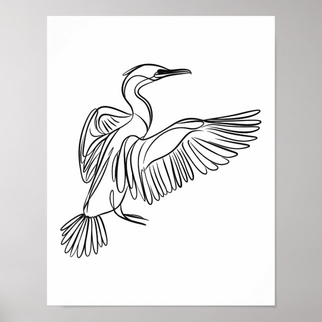 Cormorant Line Art Irish Coastal Wildlife Poster (Framsidan)