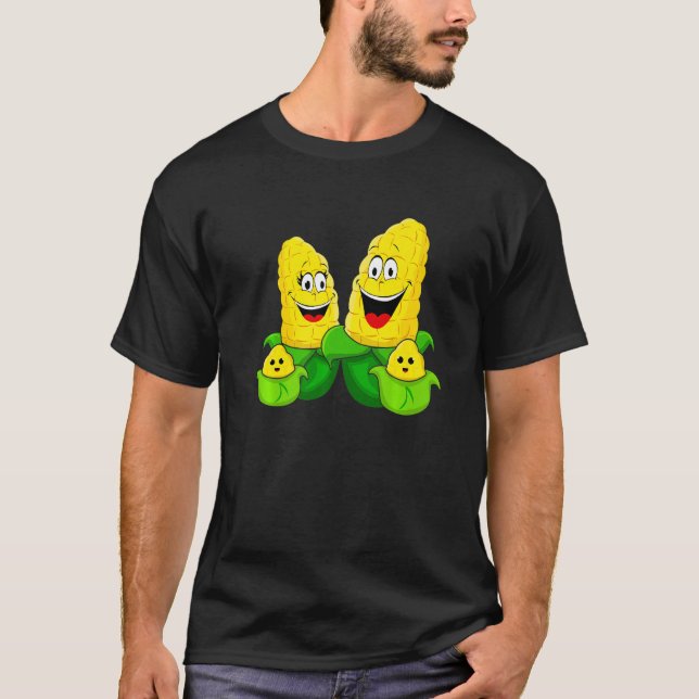 Corn Family Vegetable Vegetarian Vegan Farming   T Shirt (Framsida)
