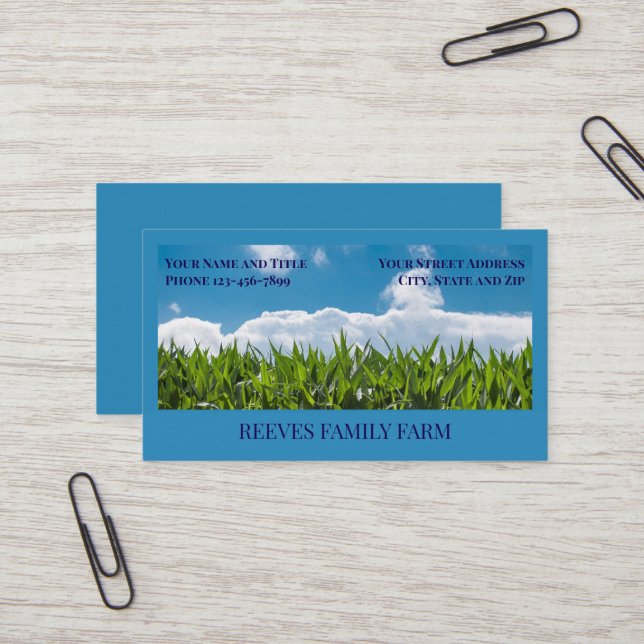 Corn Farmer Wheat Agricultural Business Cards Visitkort (Fram/Back In Situ)