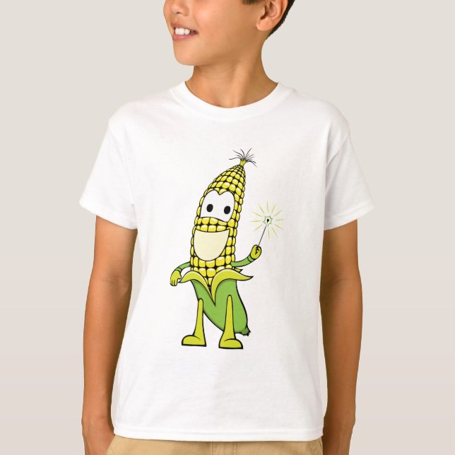 Corn Wizard Character with Magic Wand T Shirt (Framsida)