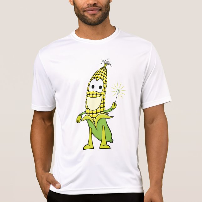 Corn Wizard Character with Magic Wand T Shirt (Framsida)